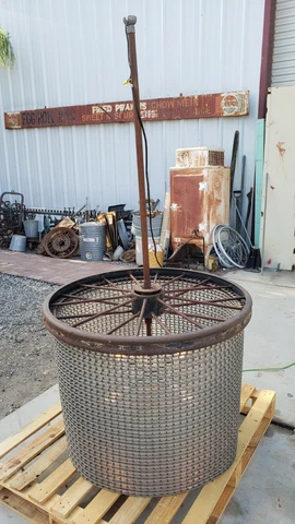 Vintage Adjustable Mount Ceiling Light Cast Iron F&H Tractor Wheel Chandelier Cover