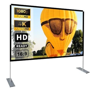 100"Portable Projector Screen 4K HD Movie with Stand Outdoors with Bag Fast Fold - Picture 1 of 12