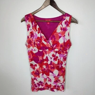 Camiseta sin mangas ELLE Y2K Babydoll para mujer mediana tropical floral malla acanalada femenina Foto 1 de 4