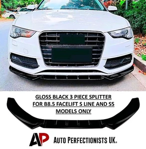 Spoiler labbro splitter anteriore nero lucido Audi A5 S5 S Line B8.5 Facelift 2011-2016 - Foto 1 di 10