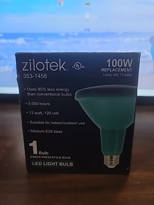 Zilotek PAR38 353-1458 LED Bulb Green 100 Watt Equivalence 13w E26 Base - Image 1 of 4