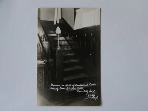 Rome City Indiana IN RPPC Real Photo Staircase in Hall of Limberlost Cabin - Picture 1 of 2