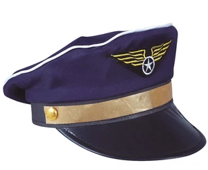 Childrens Pilot Hat Cap Navy Captain Sailor Fancy Dress Accessory Kids - Picture 1 of 5