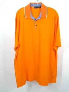PAUL FREDRICK Polo Shirt Men 2XL Orange Golf 100% Cotton Short Sleeve - Picture 1 of 11