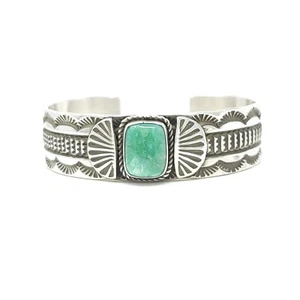 Adrian Reeves Long Navajo Handmade Sterling Silver Cuff Bracelet Pixie Variscite - Imagen 1 de 9