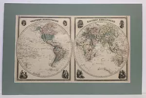 Antique 1876 Map of WORLD from Atlas of Ottawa & Kent Counties, Michigan. matted - Picture 1 of 13