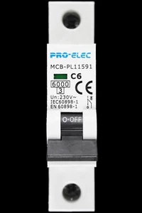 PRO-ELEC 6 AMP CURVE C 6kA MCB CIRCUIT BREAKER PL11591 - Picture 1 of 6