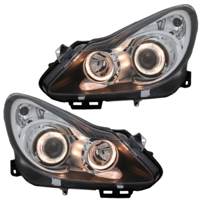 Scheinwerfer Angel Eyes Set für Opel Corsa D Bj. 2006-2011 Schwarz - Bild 1 von 4