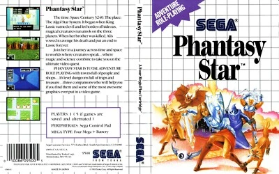 - Phantasy Star Master System  Box Art Case Insert Cover Only  - Image 1 of 2