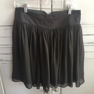 Falda Anthropologie Odille Chloe Talla 0 Gris Seda Volantes Carbón Fluido Boho Foto 1 de 4