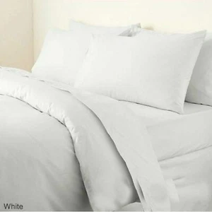 Plain Duvet Quilt Cover with Pillow Case Bedding Set Single 100% Egyptian Cotton - Picture 1 of 1