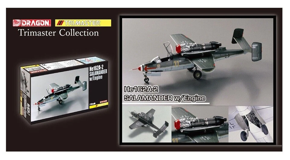 HE162A-2 Salamander W/engine 1:48 Plastic Model Kit DRAGON MODELS - Immagine 1 di 1