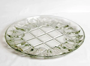Indiana Glass Gazebo Egg Relish Platter Plate Windowpane Base 12 D Holds 12 Eggs - Picture 1 of 2