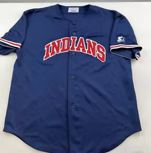 Starter Original Merchandise Cleveland Indians Large Jersey Blue Button Logo - Bild 1 von 11