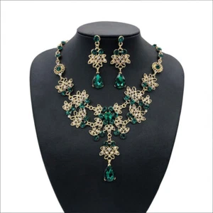 1 Set Bride Crown Necklace Earring Set Elegant Jewelry Costume Accessory New - Picture 1 of 12