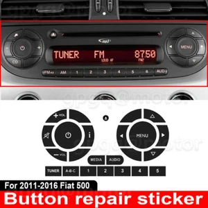 Radio Stereo Worn Peeling Button Repair Kit Decals Stickers For Fiat 500 2011-16 - Picture 1 of 4