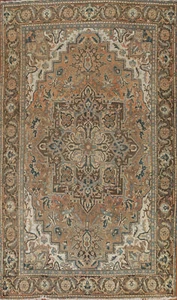 Vintage Handmade Geometric Rust/ Dark Brown Heriz Dining Room Area Rug 7x10 - Picture 1 of 23