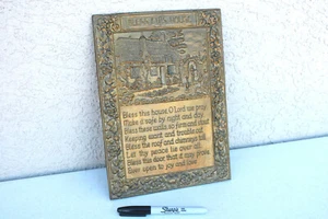 Segensspruch rustikal Landhaus gelocht Metall Wand Türschild Messing Dekor WR - Bild 1 von 11
