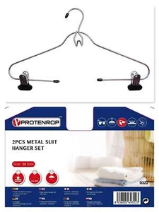LUXUS KLEIDER BÜGEL 2 ER SET METALL GARDEROBEN BÜGEL 39 CM MIT CLIPS 59777705 - Bild 1 von 3