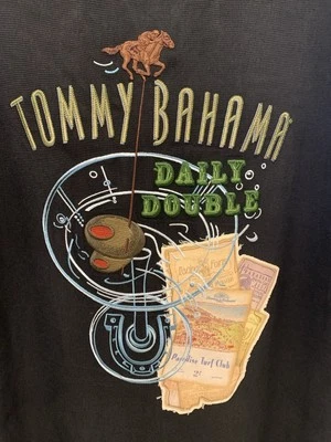 Camisa Tommy Bahama Hawaiian Daily Doble 100% Seda Bordada Negra M (B369) Foto 1 de 4