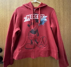 Wonderful World Of Disney Red Mickey Mouse Zip Up Hoodie Junior Size XL 15/17 - Picture 1 of 18