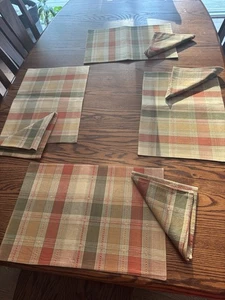 Fall Autumn Colors Set 4 Placemats 4 Napkins Harvest Table Thanksgiving Cotton - Picture 1 of 7