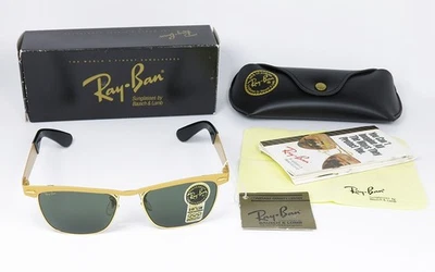 VINTAGE SUNGLASSES RAY BAN WAYFARER DELUXE DLX B&L G-15 MATTE GOLD SQUARE USA OG - Image 1 of 4