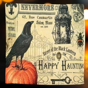 Gothic Raven PUMPKIN Retro Design Halloween Throw Pillow COVER ONLY  18x18" NWOT - Picture 1 of 7
