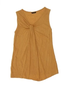 MASSIMO DUTTI Womens Sleeveless Blouse Top UK 10 Small Beige Cotton AZ01 - Picture 1 of 4