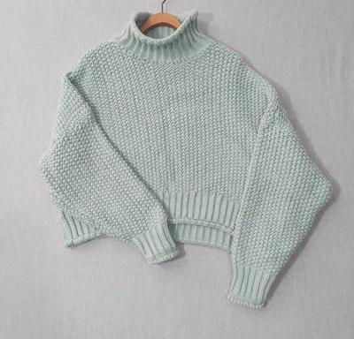 Suéter H&M Grueso Tejido Cuello Alto Para Mujer’s L Recortado Cuadrado Texturizado Acogedor Slouchy Foto 1 de 4
