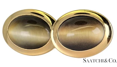 Oro Amarillo 14K (585) - Ojo de Tigre Natural Calidad Superior: Gemelos Foto 1 de 4