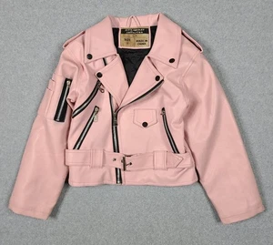 Vintage Elvis Presley Collection Faux Leather Jacket Embroidered Child 7T Pink  - Picture 1 of 14