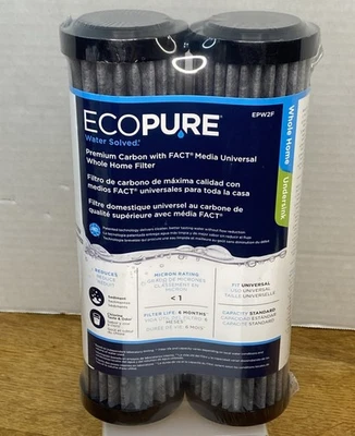 EcoPure EPW2F Premium FACT Universal Whole Home Filter (2 Pack), Dark Gray/Black - Image 1 of 4