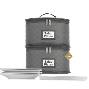 2 Pack 10" Salad Plate Quilted Cases - China Storage Container - Stackable Wi... - Bild 1 von 7