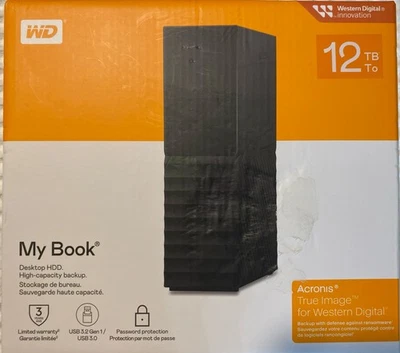 WD My Book Desktop HDD  High Capacity Backup Model WDBBGB0120HBK-NEWM 12TB - New - Image 1 of 4