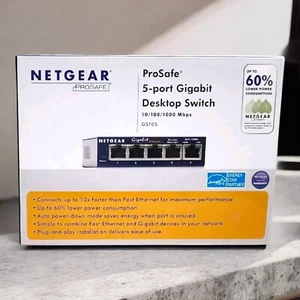 Netgear #GS105 ProSafe 5-Port Gigabit Desktop Switch Ethernet Connection - Picture 1 of 8