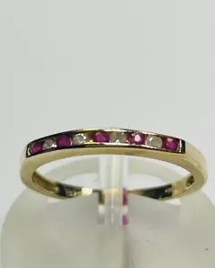 9ct Gold RUBY & Diamond CHANEL SET ETERNITY Ring - Picture 1 of 2