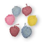 Vintage Heart Pincushion Ornament Lot Of 6 Crocheted Beribboned Handmade ~2.5"  
