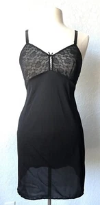 Vestido sin Mangas Lencería De Encaje Negro Frontal OLGA Freedom Años 70 De Colección Nylon989 Talla 32 Usado en Excelente Condición - Imagen 1 de 9