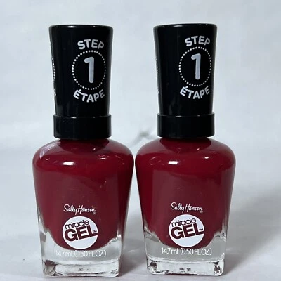 2x Sally Hansen Miracle Gel Nail Polish Rhapsody Red 449 0.5 fl oz New - Image 1 of 4