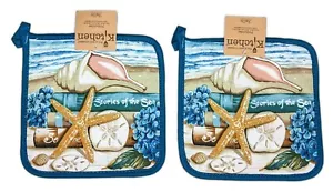 Set of 2 STORIES OF THE SEA Coastal Nautical Potholders, by Kay Dee - Picture 1 of 2