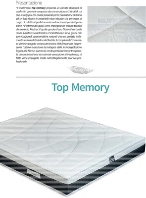 Materasso Top Memory matrimoniale singolo schiuma Memory Foam acquapur anallergi - Immagine 1 di 3