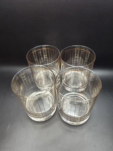 MCM Culver Old Fashioned Rocks Gläser 22K Gold Streifen 4er Set Vintage - Bild 1 von 13