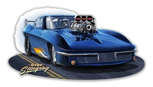 Letrero de metal Corvette Stingray Drag Racing Gasser 63 de Larry Grossman - Imagen 1 de 2