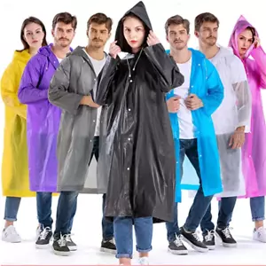 Unisex Erwachsene Wasserdicht Regenmantel Regenmantel Kapuze Jacke Poncho Regenbekleidung Camping - Bild 1 von 41