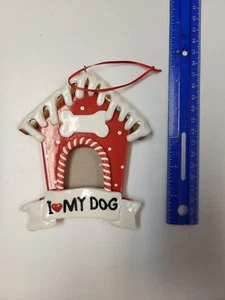 I love my DOG Christmas Doghouse Ornament (Insert Picture) - Picture 1 of 5