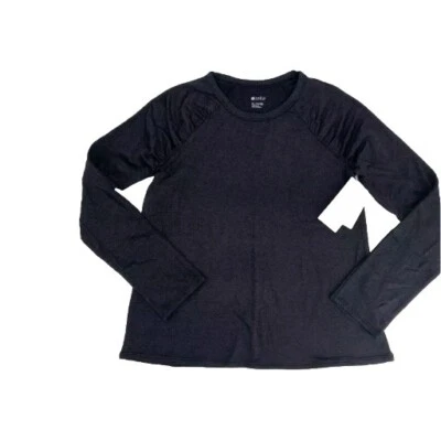 Camisa Zella Girl XL 14-16 Negra Tono Namaste Acanalada Nordstrom Elastizada Entrenamiento Foto 1 de 3