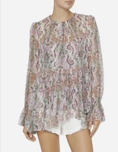 Zimmermann Ninety-Six Asymmetric Silk Blouse Top Size 0 AU 8 US 4 With Camisole - Picture 1 of 22