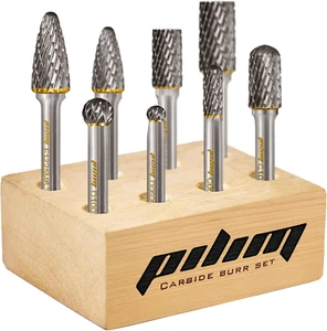 Tungsten Carbide Burr Set 1/4" Shank 8PC Double Cut Rotary Cutting Burrs - Picture 1 of 12