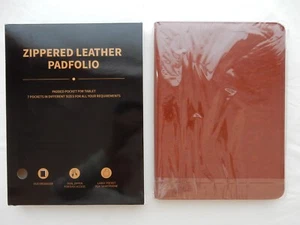 WRIYES Zippered Padfolio Organizer(Brown)-Pocket For Smartphone-Holds Tablet-New - Picture 1 of 8